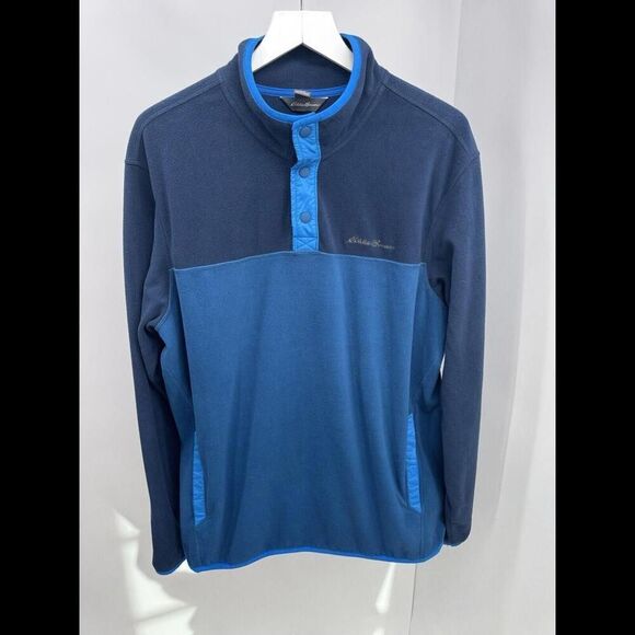 Eddie Bauer Mens Xl Blue Radiator Fleece 1/4 Snap Front Pullover Jacket - Picture 4 of 9